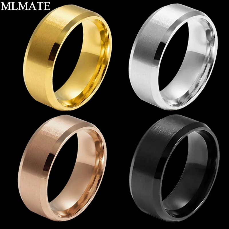 8 мм титановое кольцо мужское золото/розовое золото/серебро/черный цвет свадебные кольца для мужчин s Wo мужские s размер США 5-15