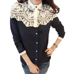 Новый стиль женские Лоскутная Блузка Рубашки Кабо-Стиль шифон Повседневная рубашка шить леди Одежда