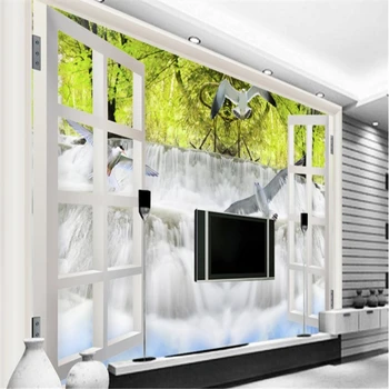 

beibehang Large custom wallpapers beautiful 3D outdoors waterfalls landscape TV backdrop vinyl flooring adhesives