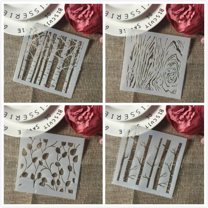 

4Pcs/Set 13cm Tree Wooden Bud DIY Layering Stencils Wall Painting Scrapbook Coloring Embossing Album Decorative Card Template