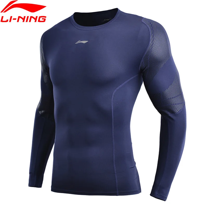 

Li-Ning Men Base Layer AT DRY Tight Fit 88% Polyester 12% Spandex Long Sleeve LiNing Sports T-shirt AUDN141 MTL1002