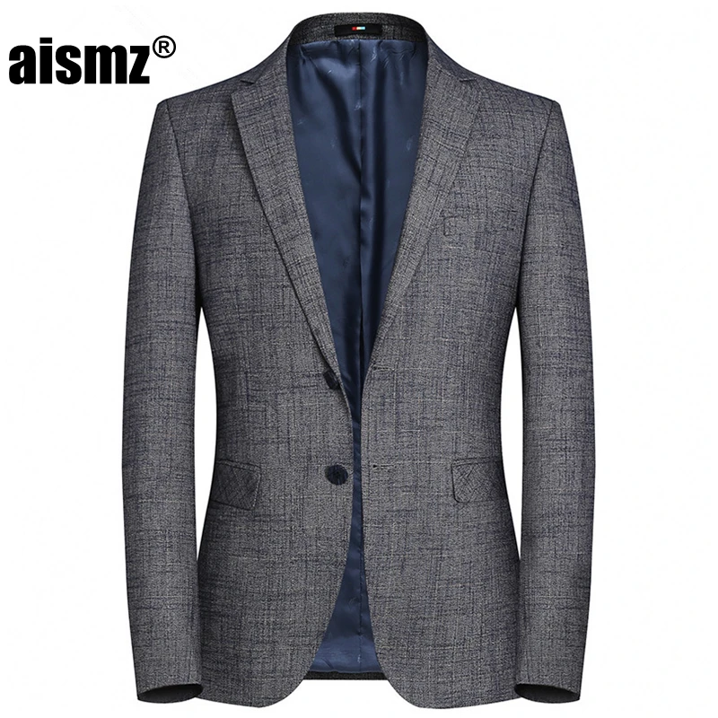 Aismz Hight Quality Mens Blazers Casual Business Gray Spring Autumn