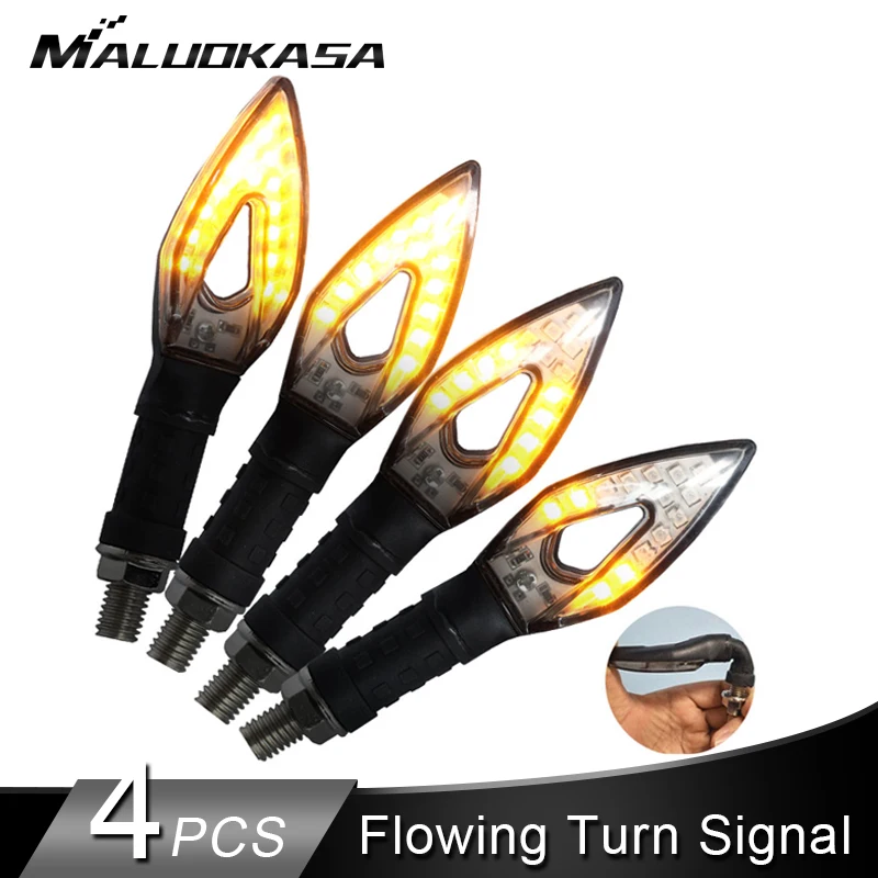 

4PCS Motorcycle Turn Signals 14LED Blinker Flowing Water Flashing Light Tail Flasher Indicator Bendable Motorcycles Turn Signals