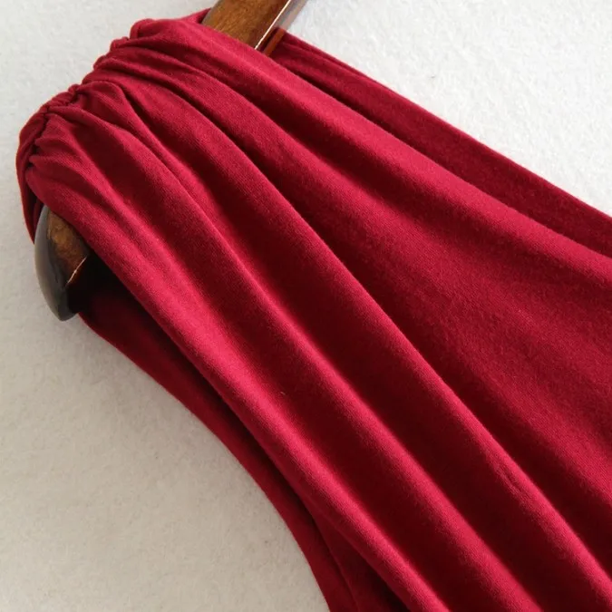 Длинное Плиссированное модальное платье для беременных женщин; красная летняя одежда для беременных; свободные платья размера плюс для беременных; T6
