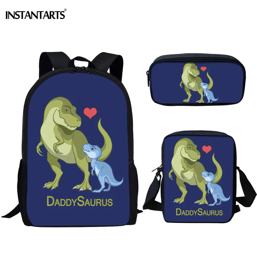 

INSTANTARTS Dinosaur Family Love Printing Primary School Backpack for Kids Cute Design Children Casual Bookbags Zipper Rucksack