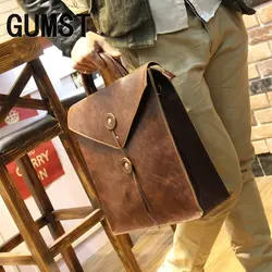 GUMST новый дизайн модные Crazy horse кожаные сумки для мужчин бренд Мужская сумка портфель для ноутбука