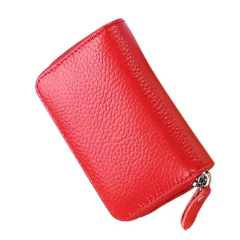 

Men Women Litchi Pattern Leather Zipper Change Purse ID Credit Card Package Wallet