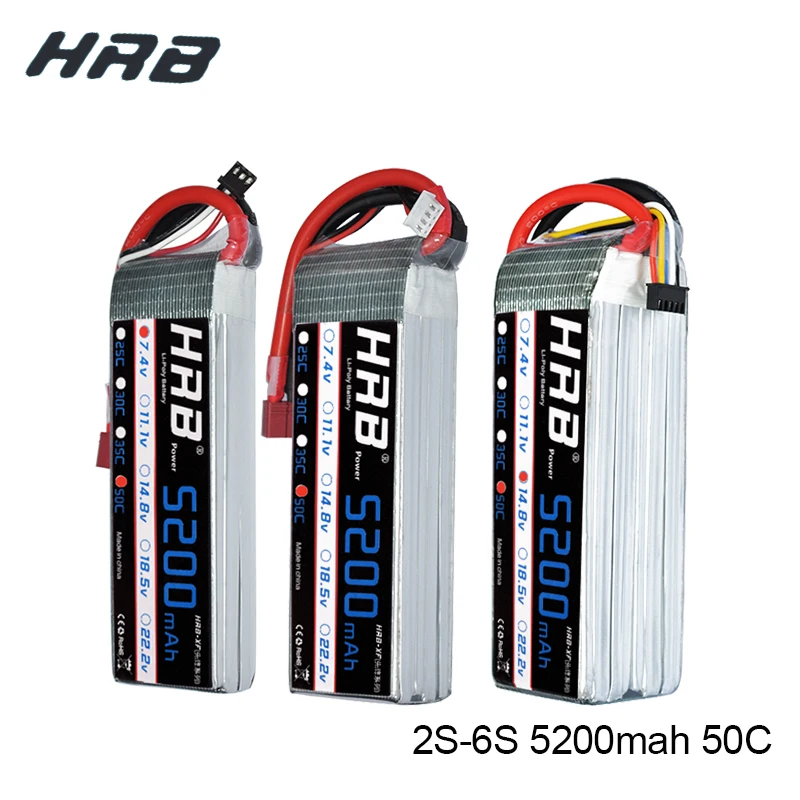 Аккумулятор hrb Lipo 2 S 3 S 4S 5S 6 S 5200 мАч 50C 7,4 В 11,1 В 14,8 в 18,5 в 22,2 в MAX 100C Акку для вертолета Квадрокоптер Дрон RC автомобиль