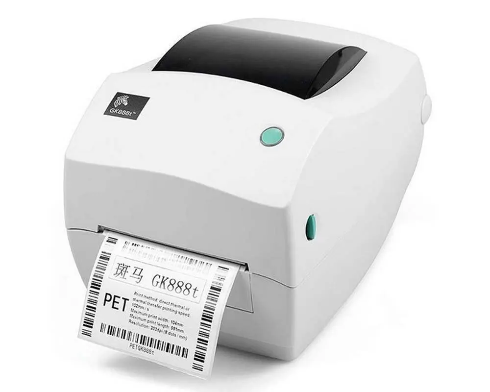 Zebra printer GK888T thermal transfer barcode printer label printer 203DPI USB Support 1D & 2D barcode printing clothing tag