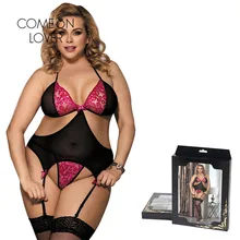 Comeonlover-Ropa Sexy para Mujer, picardías de encaje bordado rosado de ganchillo, picardías exótico de talla grande, lencería Sexy RI80357
