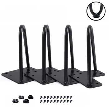 

4Pcs Metal Black Hairpin Legs with Screws 6 inch Modern Table Legs for Coffee Table TV Stand Sofa Side Table Night Stands