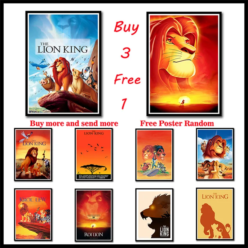 

The Lion King animal Cartoon HD Movie Coated Paper Poster Core Printed Draw Wallpaper Hanging Picture No frame Frameless