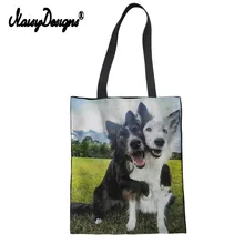 Женская сумка-шоппер Border Collie с принтом собаки, сумки через плечо, экологичные сумки для магазина, сумки-тоут, сумки для книг, подарки для лучших друзей, Прямая поставка