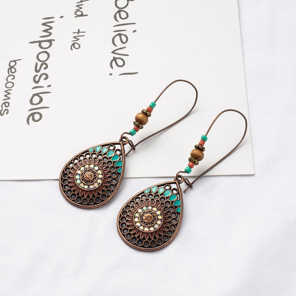 Bohemian Vintage India Ethnic Water Drip Beads Dangle Drop Earrings for Women Colorful Female 2019 Wedding Party Jewelry Gifts - Image 5