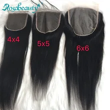 Rosabeauty-extensiones de pelo con encaje para mujer, accesorio capilar liso de 6x6, 5x5, 4x4, HD, virgen, de bebé, medio/gratis/3 piezas, Envío Gratis