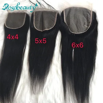 

Rosabeauty Straight Hair Lace Closure 6x6 Human Virgin Hair Closure with baby hair Middle/Free/3 Part Shipping Free