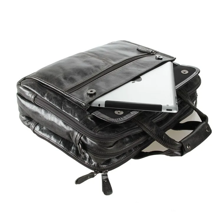 Nesitu высокое качество серый натуральная кожа Для мужчин Курьерские сумки Портфели портфель 15,6 ''/14'' ноутбук Бизнес дорожная сумка M7146