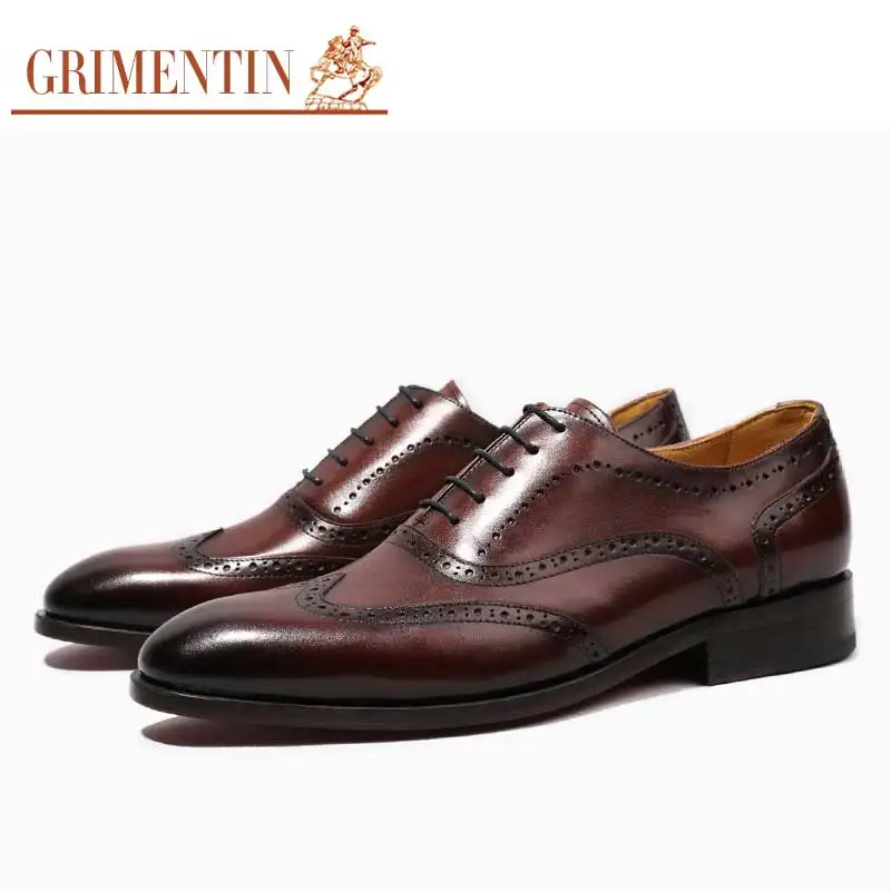 Vestem Grau brown Escritório Asas Brown Se Pontas Genuíno Black Homens Grimentin Sapatos red Alto De Brown nubuck Leather Couro Nas Esculpida Negócios Das Handmade Patent Personalizado black Dos Cfx5vAqw