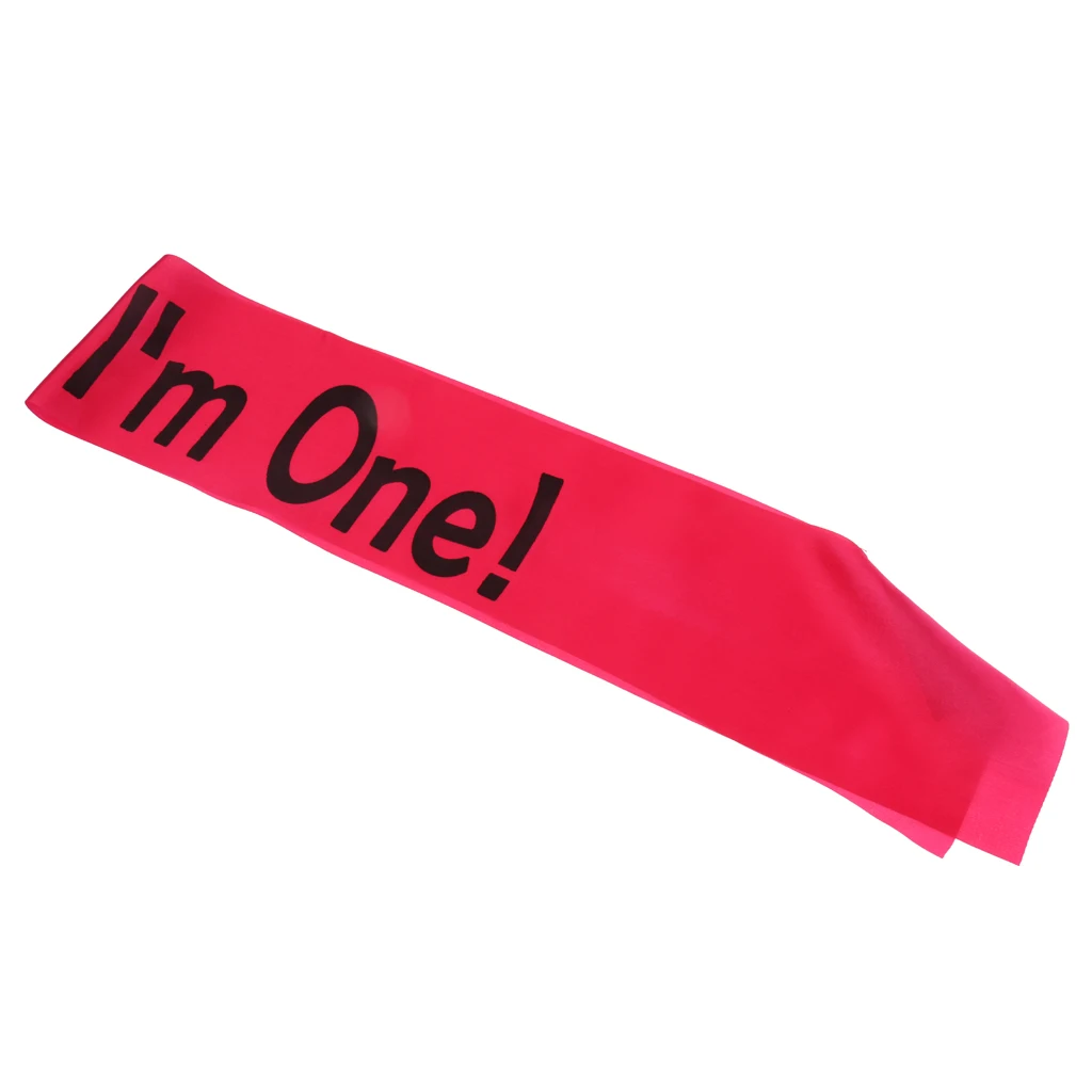 Cute I am One Satin Sash Baby Boy Girl First Birthday Decoration for Baby Shower Wedding Party Decoration Supply Gift Present