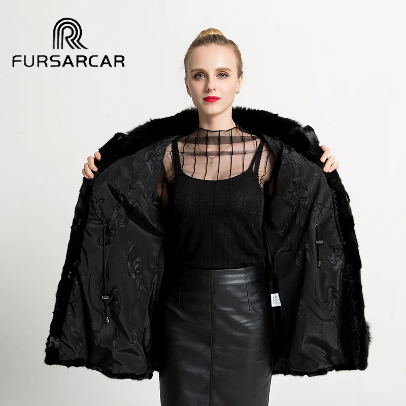 Bf Tricoté c0533 Vison Fourrure Femelle De Luxe Manteau Fursarcar Véritable D'hiver Naturel Réel Manteaux Femme Lady Veste nUqIZaH