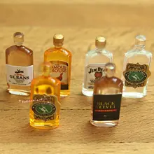 Кукольная Миниатюра 1:12 Кухня Обеденная напиток 6 бутылок вина H1.9cm SPO269