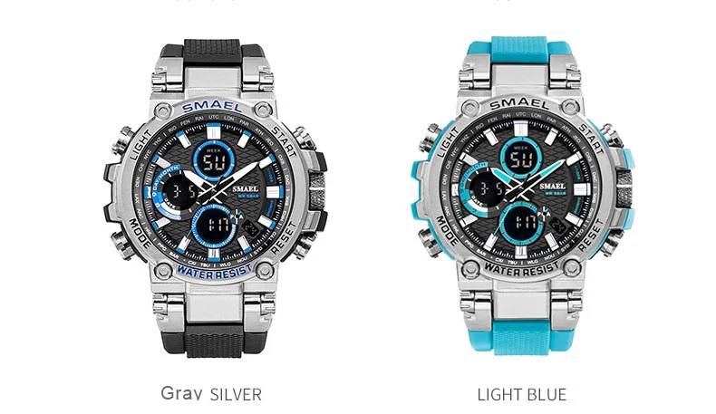 SMAEL спортивные мужские часы, мужские Аналоговые кварцевые часы, светодиодный цифровой водонепроницаемый военный наручные часы, мужские часы