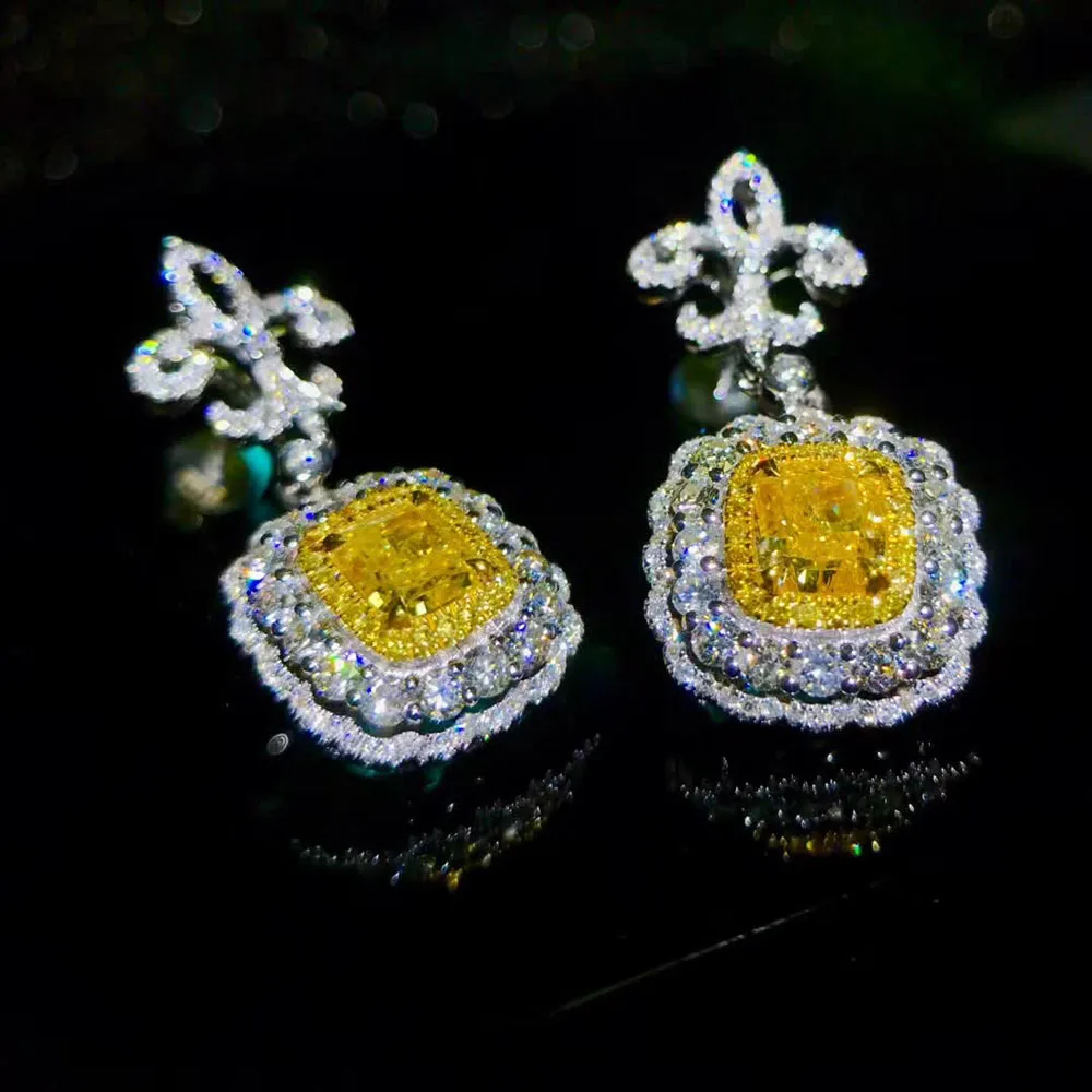 Оптовая продажа с фабрики SGARIT брендовые новые модные 18 К настоящее золото топаз природных драгоценных камней наполнить Diamond серьги