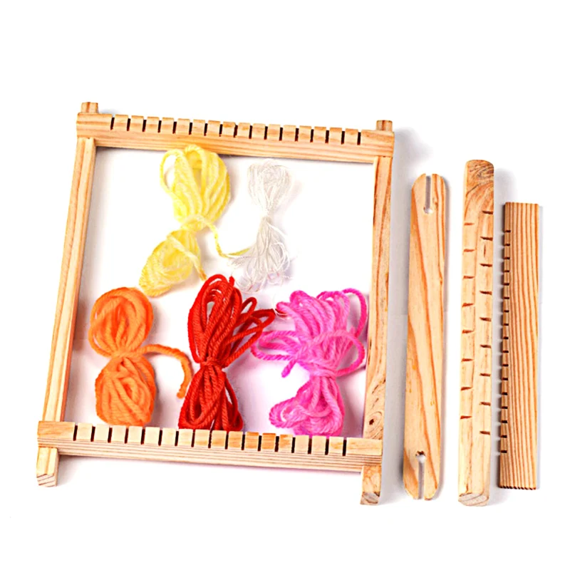 

Pandahall 1 Set Girls Kids Child Wood Knitting Weaving Looms Wooden Toy with Yarns Warp Combs Shuttles for DIY Handmade Craft