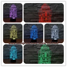 2017 3D USB 7 Colors LED Table lamp Star Wars Warship R2-D2 Robot Storm Trooper Rocket Model Touch Night Light in Bedroom Decor