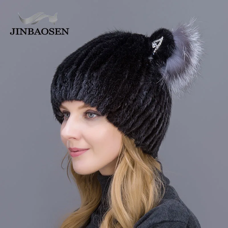 JINBAOSEN, модная шапка из лисьего меха для молодых женщин, замшевая шапка, зимняя Лыжная шапка с кошачьими ушками, стильная повседневная шапка для шоппинга