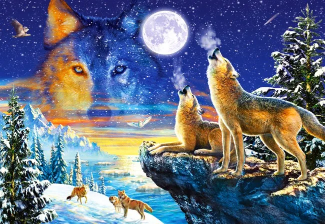 

Top Quality Needlework Animal wolf For Embroidery DIY DMC Cross Stitch Kits 14CT Counted Unprinted Oil painting Home Decor Arts
