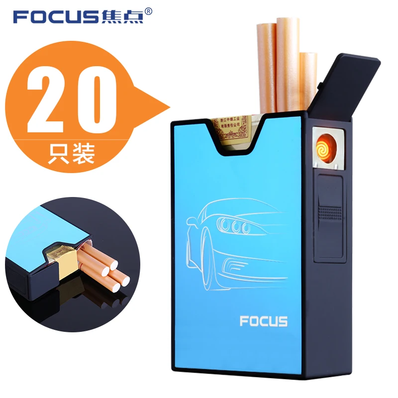 

The focus cigarette Case Box Hold 20 cigarettes USB Charging cigarette lighter windproof electronic cigarette lighters fc013