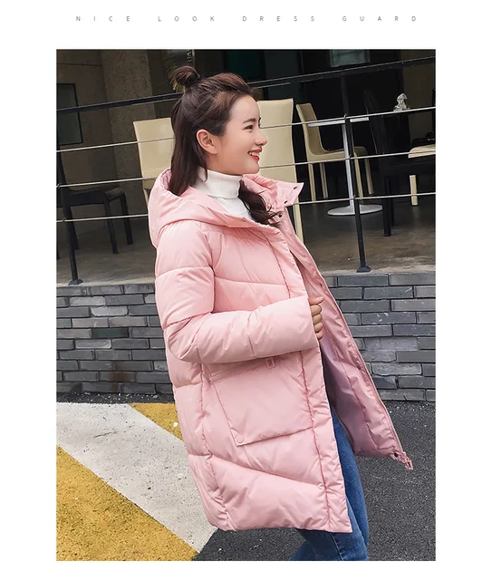 Karmel z kapturem elastyczna Zima w dół płaszcz kurtki długie ciepłe kobiety Casaco feminino Abrigos mujer Invierno 2018 Parkas płaszcze Outwear -