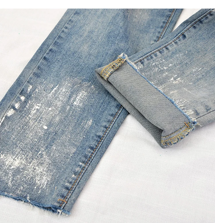 Новые джинсы женская осенняя одежда вышивка хан издание Легко Досуг Харлан нищий брюки шоу тонкие ноги девять минут брюки
