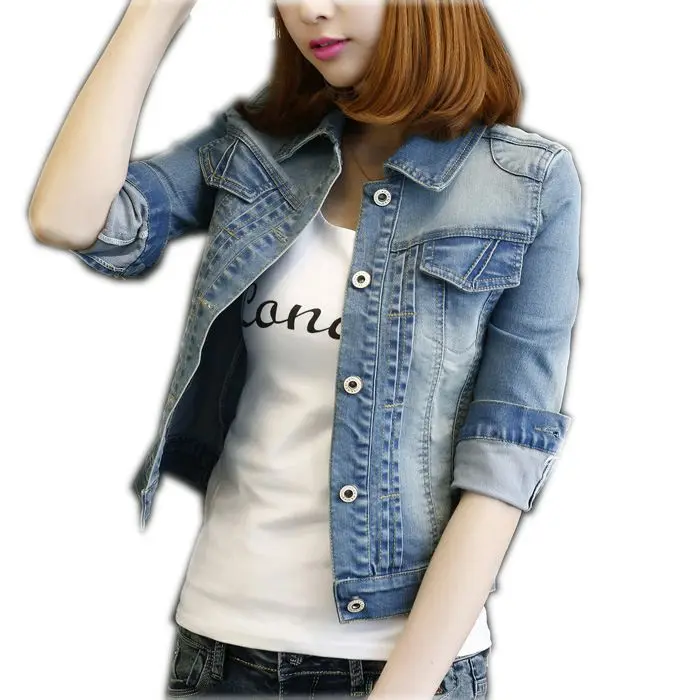 Image 2017 Autumn winter denim jacket women brand fashion jeans coat cropped jacket women outerwear top quality Jean Jacket casaco 4XL