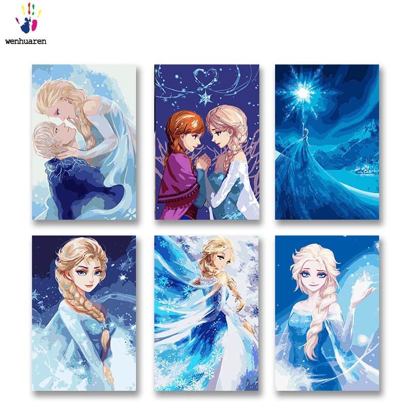 

DIY colorings pictures by numbers with colors Frozen Movie animation Frozen queen picture drawing painting by numbers framed