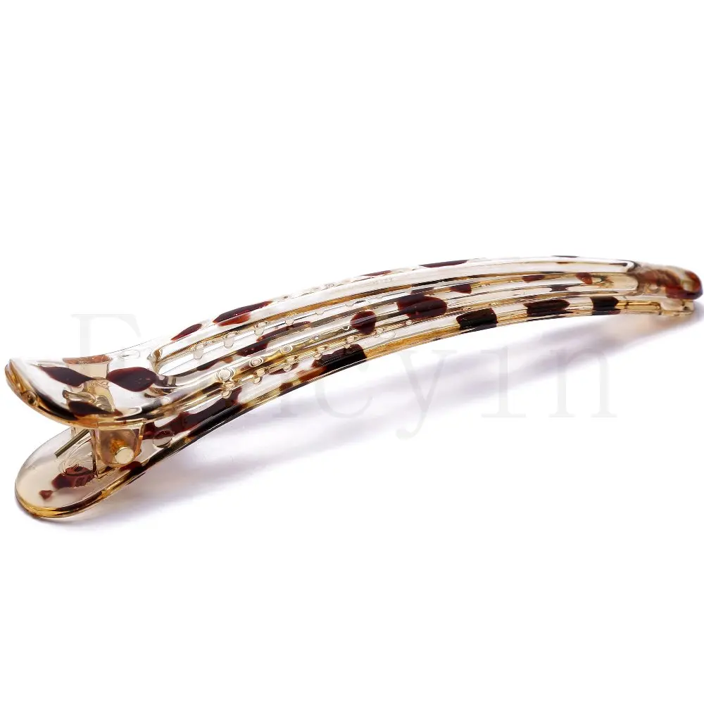 Fancyin удивительная серия Высокое качество 4,7 дюймов утка крокодил зажим банан аксессуары для волос коготь для женщин и девочек - Цвет: Leopard Crystal