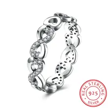 Trendy Style Infinity 925 Sterling Silver Finger Rings for Women Small Cubic Zirconia Crystal Party Ring Fashion Jewelry SR013