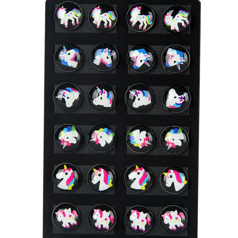 12 Pairs Cute Unicorn Earrings Animals Hypoallergenic Stud Earrings Sets Girls