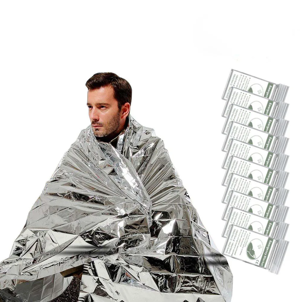 

Emergency Thermal Blanket Outdoor WaterProof Survival Rescue Blanket Foil Thermal Space First Aid Rescue Curtain Military Blanke