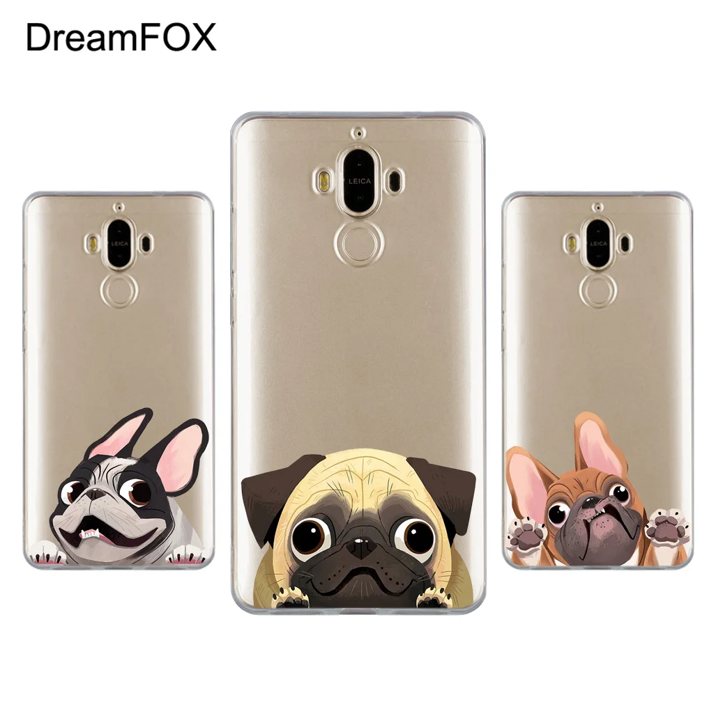 DREAMFOX L518 Cute Puppy Pug Soft TPU Silicone Case Cover For Huawei Mate Nova 2 9 10 20 30 Lite Pro Plus |