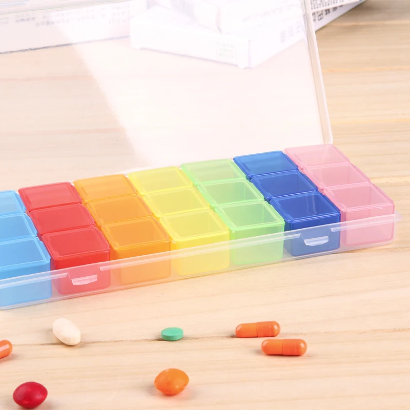 

Rainbow 7 days Medicine Pill Box Medicine Dispenser Organizer Storage Holder