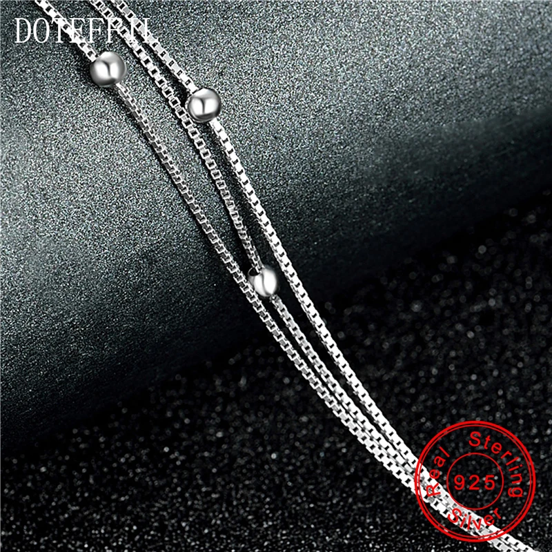 Цепочка на ногу DOTEFFIL женская из серебра 925 пробы анклет с бусинами 3 мм модное