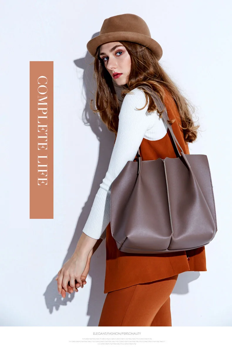Роскошная дизайнерская женская Повседневная Сумка-тоут из натуральной кожи, винтажные сумки через плечо, Женская коричневая вместительная сумка для покупок