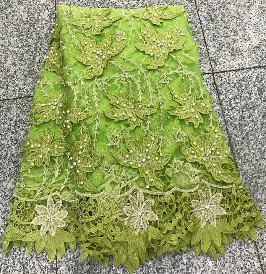 

Green African Lace Fabric 2018 Embroidered Nigerian Laces Fabric Bridal High Quality French 3D Tulle Lace Fabric For Women dress