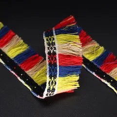 2yards embroidery ethnic jacquard webbing woven tape tassel fringe lace trim ribbon 3cm tribal boho DIY sew accessory native - Цвет: blue as photo