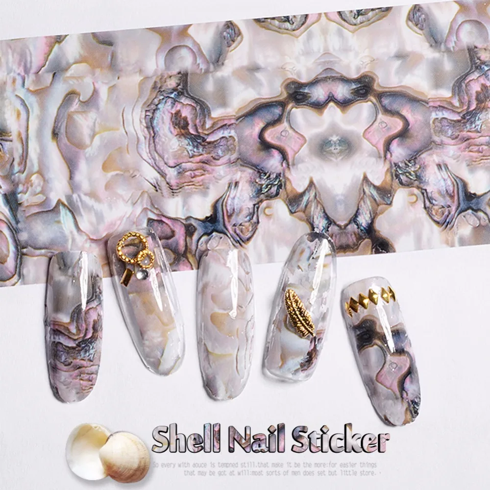 

100x4cm Sticker for Nails Shiny Shell Texture Deisngs Nail Tranfer Foils Nail Sticker Manicure DIY Polish Nail Art Decor Tools