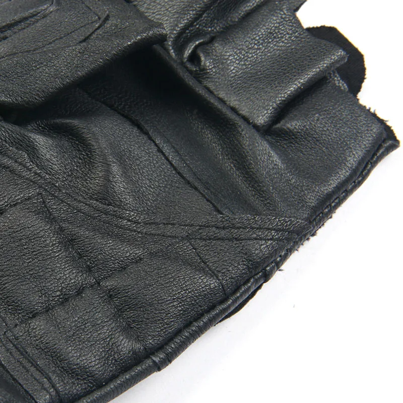 1 пара, мужские кожаные перчатки с заклепками для вождения, тактические черные перчатки без пальцев, для фитнеса, для езды, альпинизма