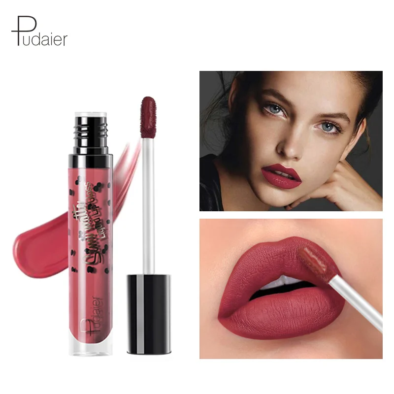 Pudaier 12 Colors Lip Gloss Liquid Lipstick Long Lasting Moisturizing No Fading Matte Velvet Lip Glaze Makeup for Beauty TSLM1