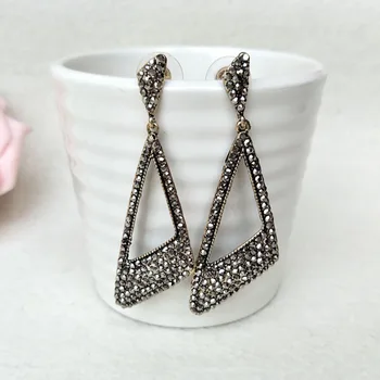 

5 Pairs Fashion triangle earrings Paved Rhinestone Crystal Charm Dangle earrings Jewelry for women ER449